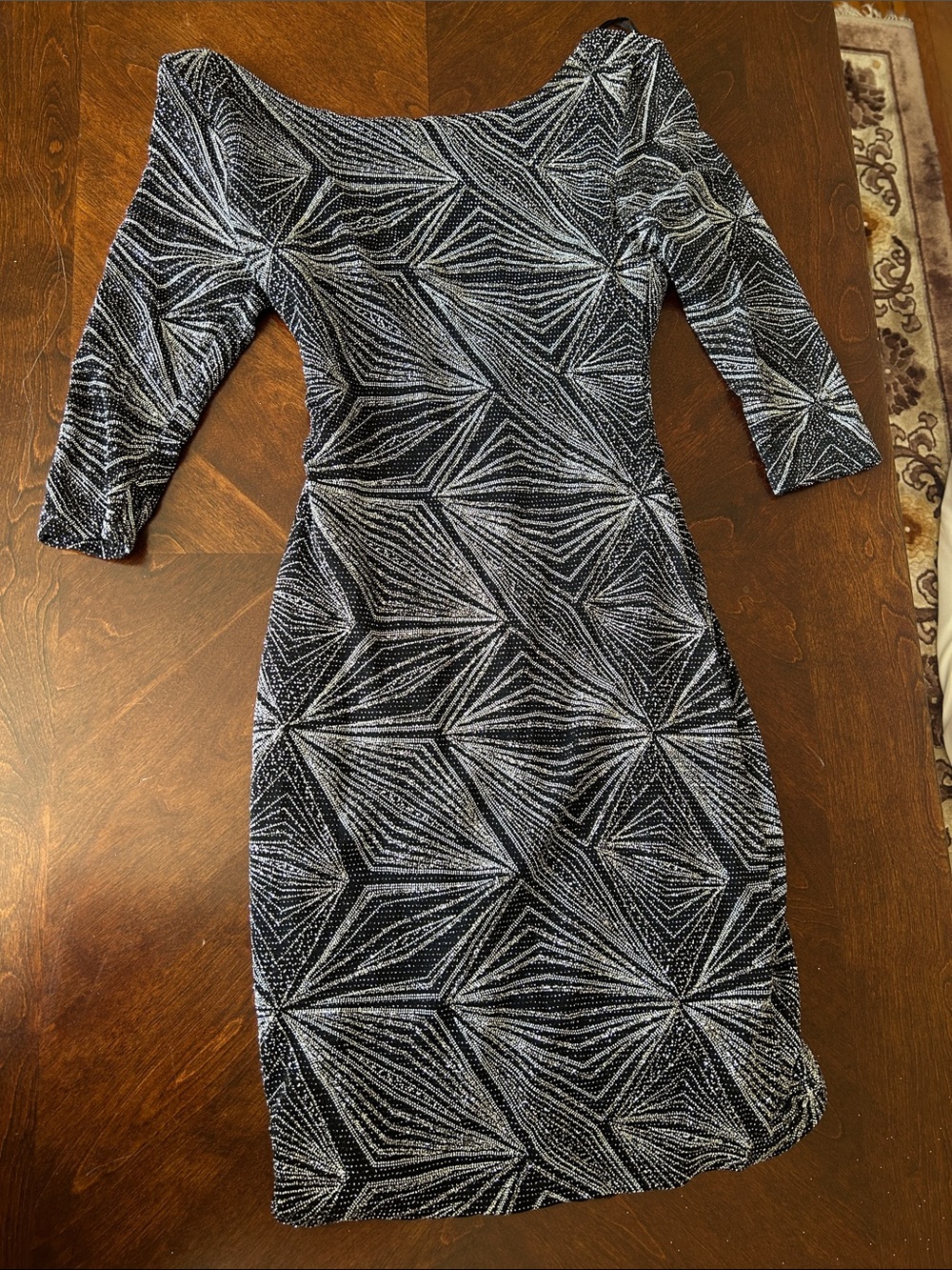 New Look Black and White Geometric Bodycon Dress